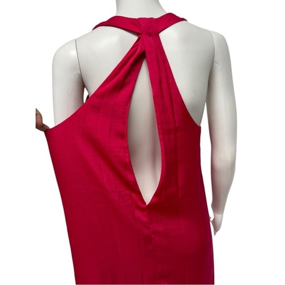 BCBG Max Azria Women’s Sleeveless Elegant Bright Pink Satin Maxi Dress - Picture 11 of 15